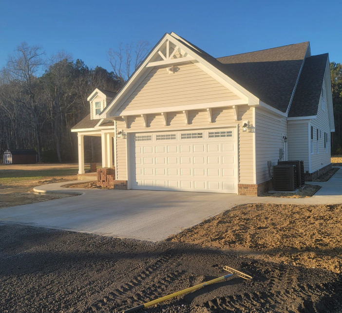 newly installed concrete driveway